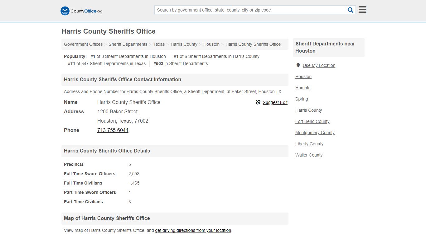 Harris County Sheriffs Office - Houston, TX (Address and Phone)